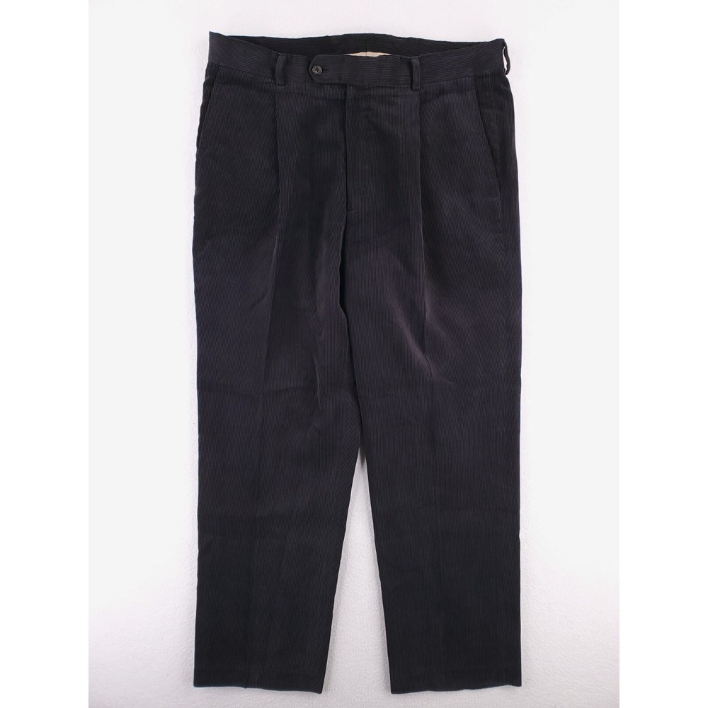 Talbots Pants Mens 36x30 Black Corduroy Chino Pleated Front Cords Classic Fit